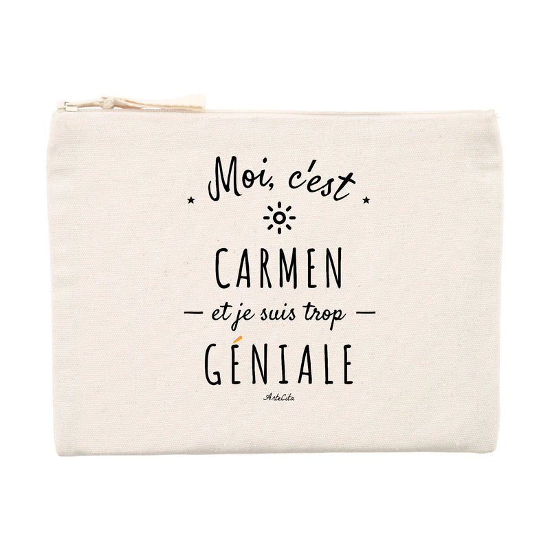 Cadeau anniversaire : Pochette - Carmen est trop Géniale - Cadeau Durable & Original - Cadeau Personnalisable - Cadeaux-Positifs.com -Unique-Beige-