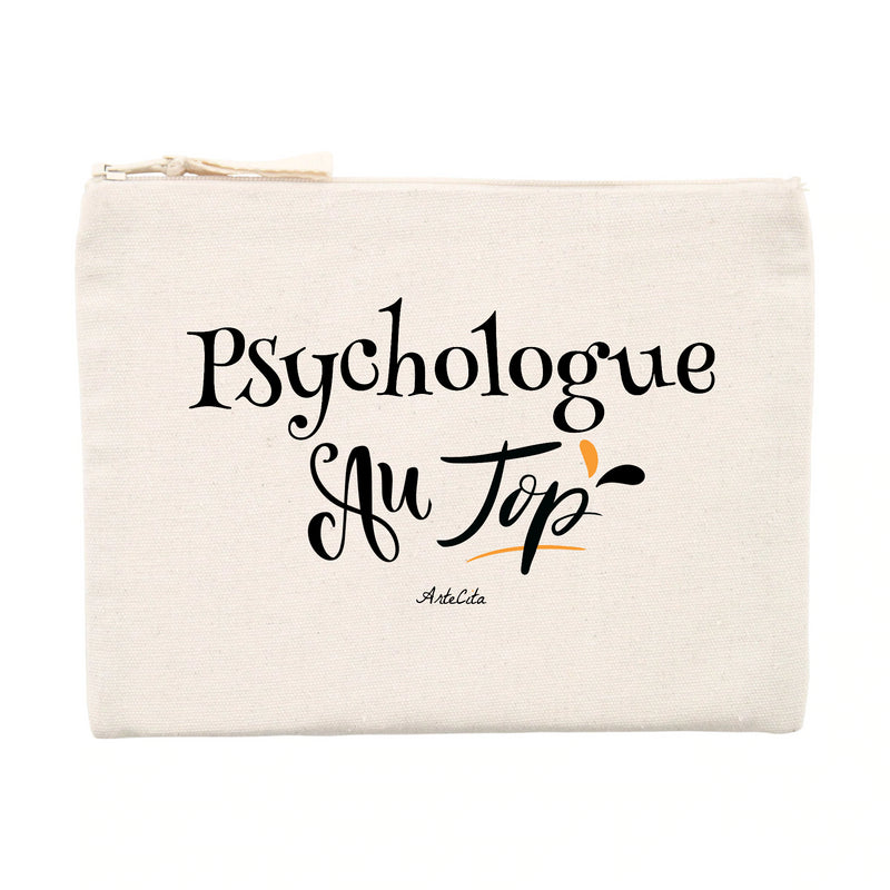 Cadeau anniversaire : Pochette - Psychologue au Top - Matières recyclées - Cadeau Original - Cadeau Personnalisable - Cadeaux-Positifs.com -Unique-Beige-