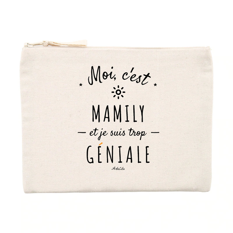 Cadeau anniversaire : Pochette - Mamily est trop Géniale - Cadeau éco-responsable - Cadeau Personnalisable - Cadeaux-Positifs.com -Unique-Beige-