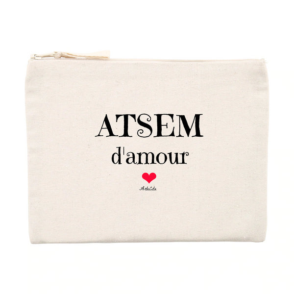 Pochette - ATSEM d'amour - Matières recyclées - Cadeau Tendre - Cadeau Personnalisable - Cadeaux-Positifs.com -Unique-Beige-