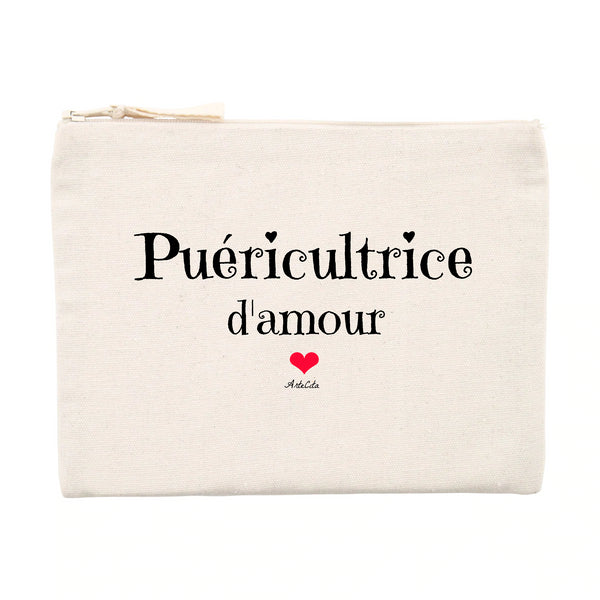 Pochette - Puéricultrice d'amour - Matières recyclées - Cadeau Tendre - Cadeau Personnalisable - Cadeaux-Positifs.com -Unique-Beige-