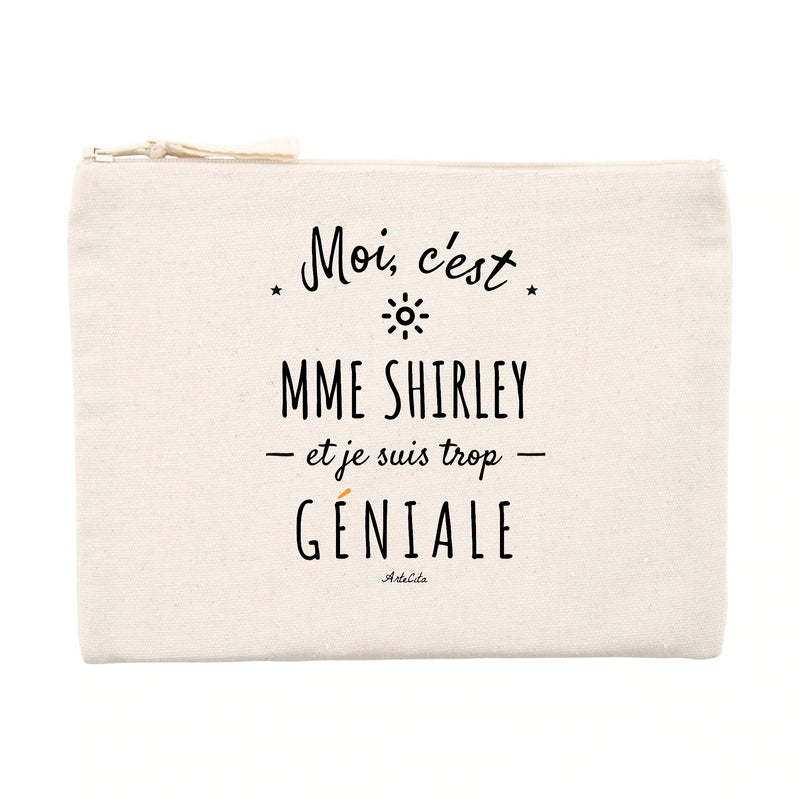 Cadeau anniversaire : Pochette - Mme Shirley est trop Géniale - Cadeau Durable & Original - Cadeau Personnalisable - Cadeaux-Positifs.com -Unique-Beige-