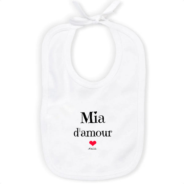 Bavoir - Mia d'amour - Coton Bio - Cadeau Original & Tendre - Cadeau Personnalisable - Cadeaux-Positifs.com -Unique-Blanc-