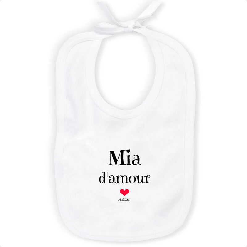 Cadeau anniversaire : Bavoir - Mia d'amour - Coton Bio - Cadeau Original & Tendre - Cadeau Personnalisable - Cadeaux-Positifs.com -Unique-Blanc-