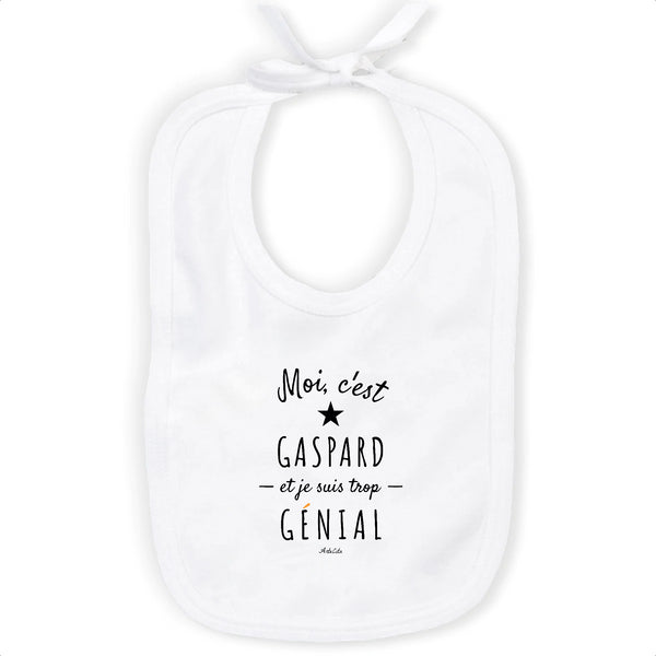 Bavoir - Gaspard est trop Génial - Coton Bio - Cadeau Original - Cadeau Personnalisable - Cadeaux-Positifs.com -Unique-Blanc-