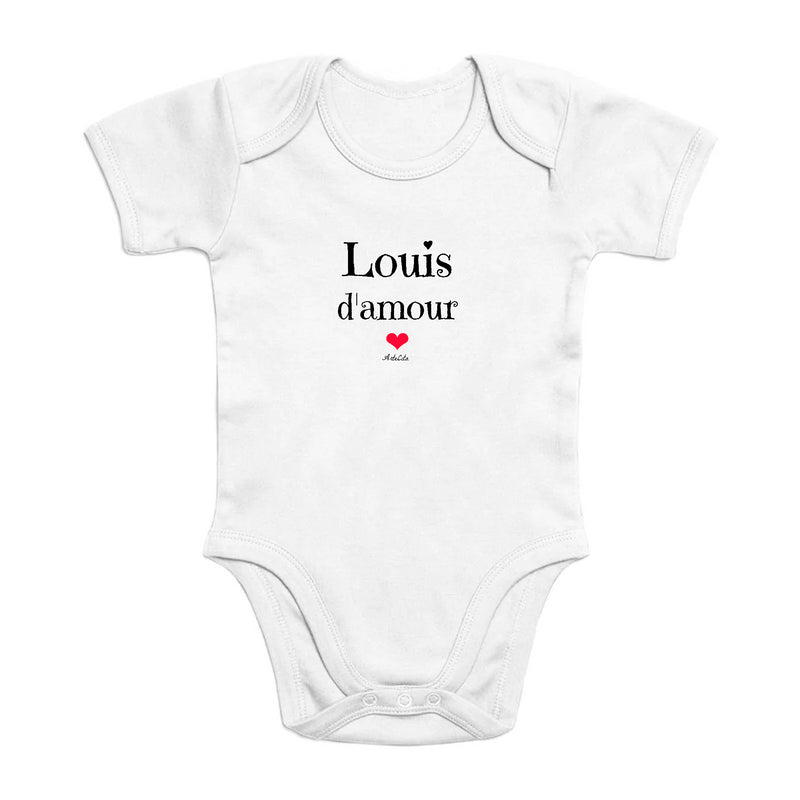 Cadeau anniversaire : Body - Louis d'amour - Coton Bio - Cadeau Original & Tendre - Cadeau Personnalisable - Cadeaux-Positifs.com -0-3 Mois-Blanc-