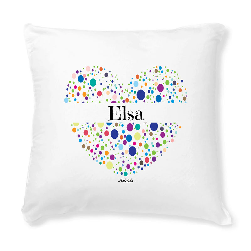 Cadeau anniversaire : Coussin - Elsa (Coeur) - Avec rembourrage - Cadeau Original & Tendre - Cadeau Personnalisable - Cadeaux-Positifs.com -Unique-Blanc-