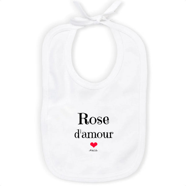 Bavoir - Rose d'amour - Coton Bio - Cadeau Original & Tendre - Cadeau Personnalisable - Cadeaux-Positifs.com -Unique-Blanc-