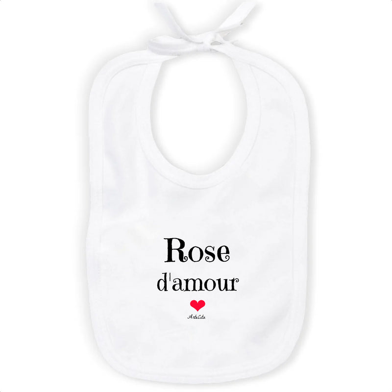 Cadeau anniversaire : Bavoir - Rose d'amour - Coton Bio - Cadeau Original & Tendre - Cadeau Personnalisable - Cadeaux-Positifs.com -Unique-Blanc-