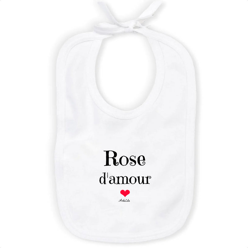 Cadeau anniversaire : Bavoir - Rose d'amour - Coton Bio - Cadeau Original & Tendre - Cadeau Personnalisable - Cadeaux-Positifs.com -Unique-Blanc-