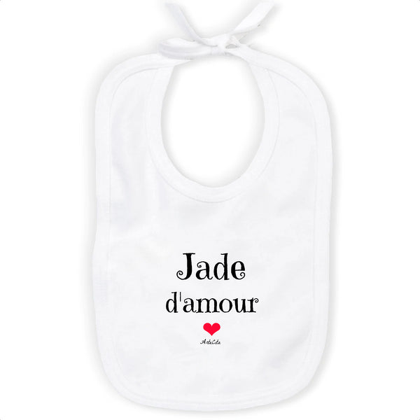 Bavoir - Jade d'amour - Coton Bio - Cadeau Original & Tendre - Cadeau Personnalisable - Cadeaux-Positifs.com -Unique-Blanc-