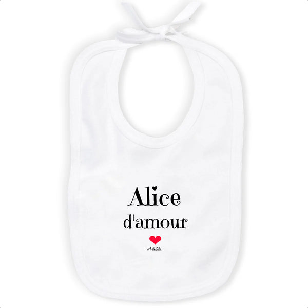 Bavoir - Alice d'amour - Coton Bio - Cadeau Original & Tendre - Cadeau Personnalisable - Cadeaux-Positifs.com -Unique-Blanc-