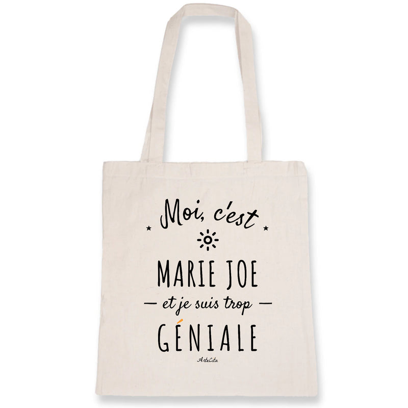 Cadeau anniversaire : Tote Bag - Marie Joe est trop Géniale - Coton Bio - Cadeau Original - Cadeau Personnalisable - Cadeaux-Positifs.com -Unique-Blanc-