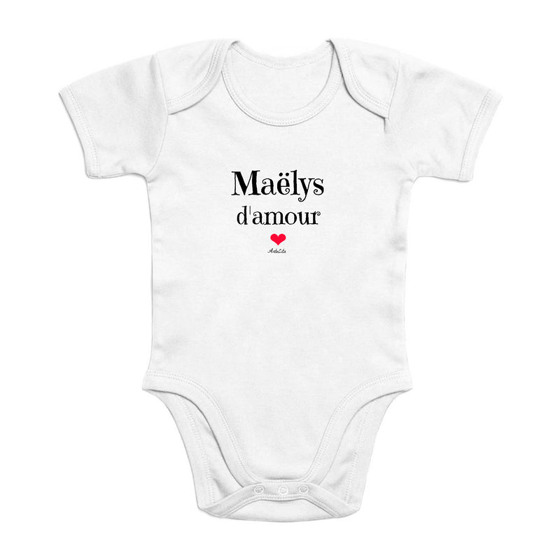 Cadeau anniversaire : Body - Maëlys d'amour - Coton Bio - Cadeau Original & Tendre - Cadeau Personnalisable - Cadeaux-Positifs.com -0-3 Mois-Blanc-