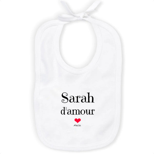 Bavoir - Sarah d'amour - Coton Bio - Cadeau Original & Tendre - Cadeau Personnalisable - Cadeaux-Positifs.com -Unique-Blanc-