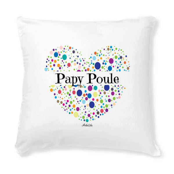 Coussin - Papy Poule (Coeur) - Avec rembourrage - Cadeau Original - Cadeau Personnalisable - Cadeaux-Positifs.com -Unique-Blanc-