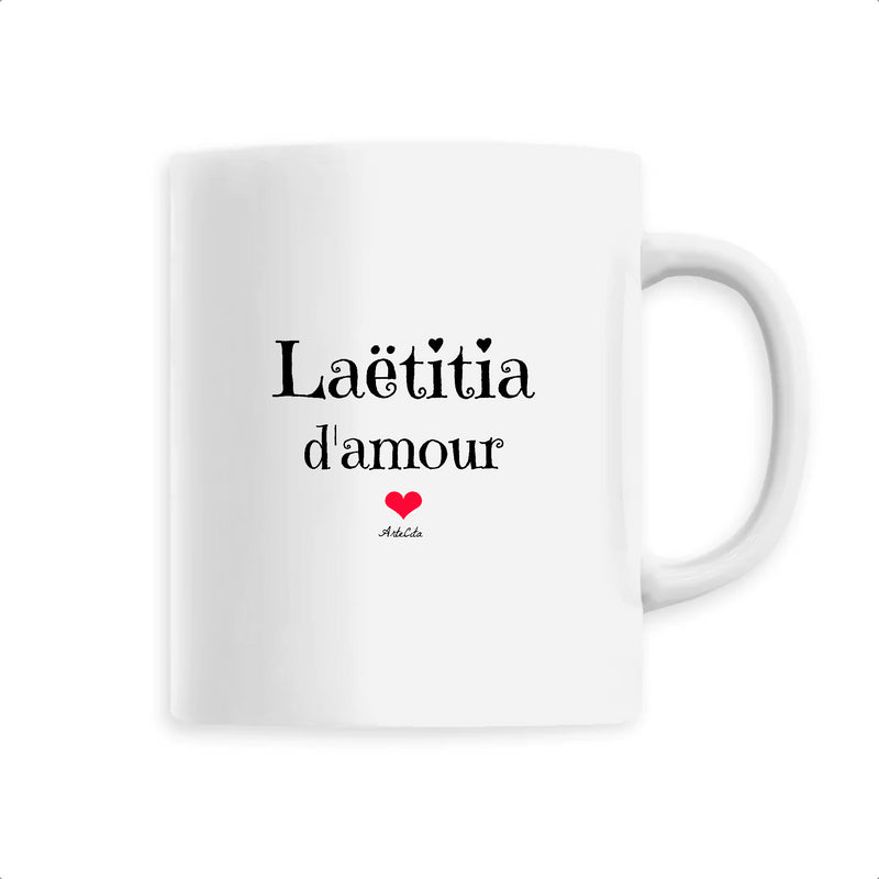 Cadeau anniversaire : Mug - Laëtitia d'amour - 6 Coloris - Cadeau Original & Tendre - Cadeau Personnalisable - Cadeaux-Positifs.com -Unique-Blanc-