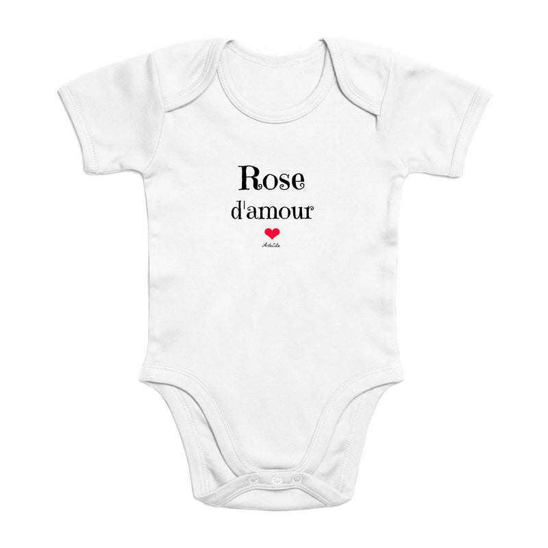 Cadeau anniversaire : Body - Rose d'amour - Coton Bio - Cadeau Original & Tendre - Cadeau Personnalisable - Cadeaux-Positifs.com -0-3 Mois-Blanc-