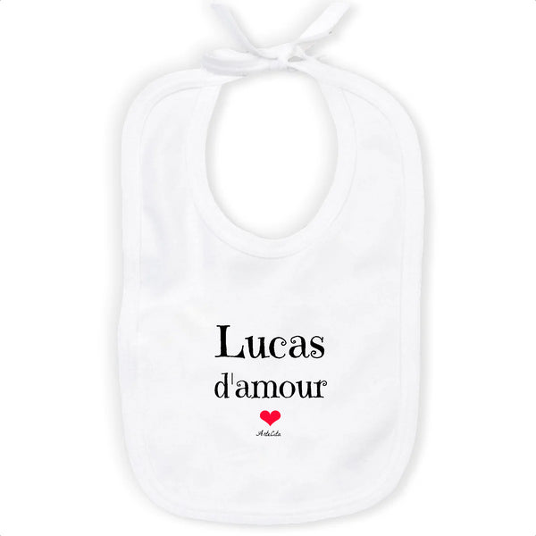 Bavoir - Lucas d'amour - Coton Bio - Cadeau Original & Tendre - Cadeau Personnalisable - Cadeaux-Positifs.com -Unique-Blanc-