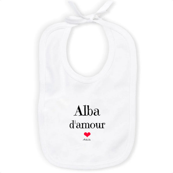 Bavoir - Alba d'amour - Coton Bio - Cadeau Original & Tendre - Cadeau Personnalisable - Cadeaux-Positifs.com -Unique-Blanc-