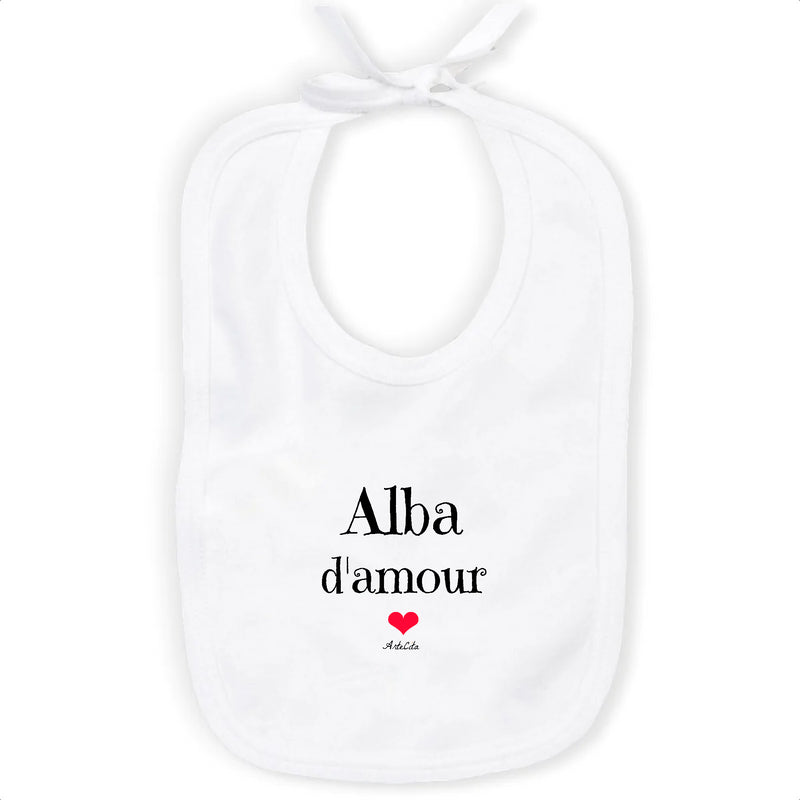 Cadeau anniversaire : Bavoir - Alba d'amour - Coton Bio - Cadeau Original & Tendre - Cadeau Personnalisable - Cadeaux-Positifs.com -Unique-Blanc-