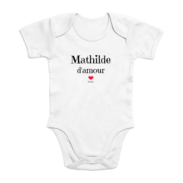 Body - Mathilde d'amour - Coton Bio - Cadeau Original & Tendre - Cadeau Personnalisable - Cadeaux-Positifs.com -0-3 Mois-Blanc-