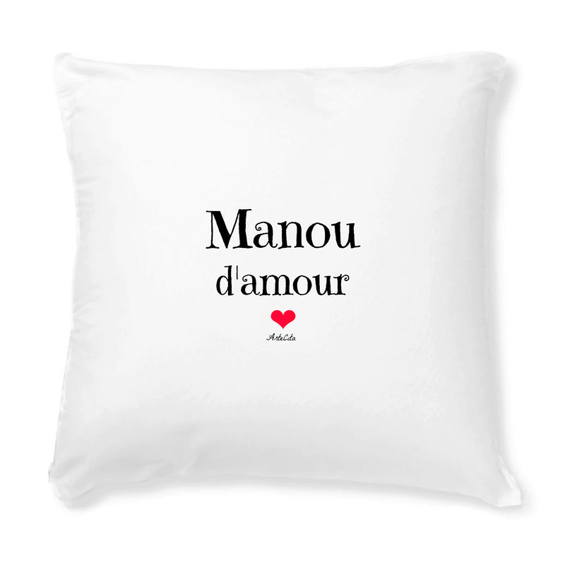 Cadeau anniversaire : Coussin - Manou d'amour - Avec rembourrage - Cadeau Unique & Tendre - Cadeau Personnalisable - Cadeaux-Positifs.com -Unique-Blanc-