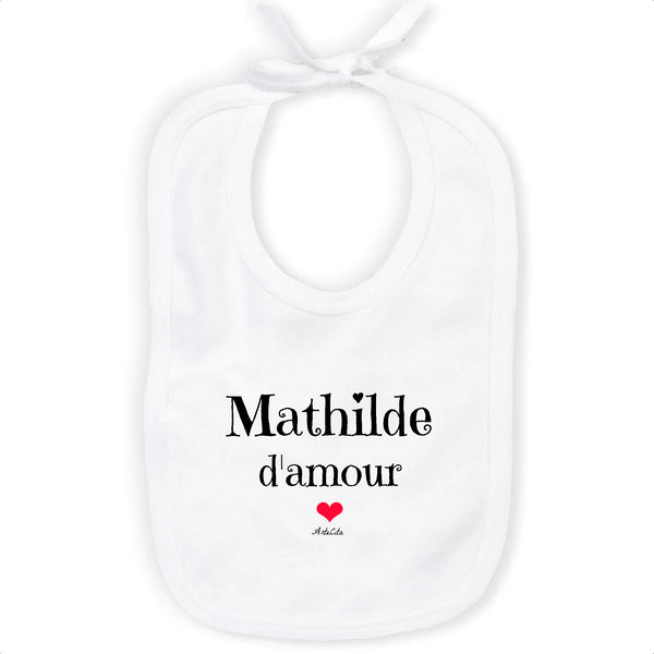 Bavoir - Mathilde d'amour - Coton Bio - Cadeau Original & Tendre - Cadeau Personnalisable - Cadeaux-Positifs.com -Unique-Blanc-