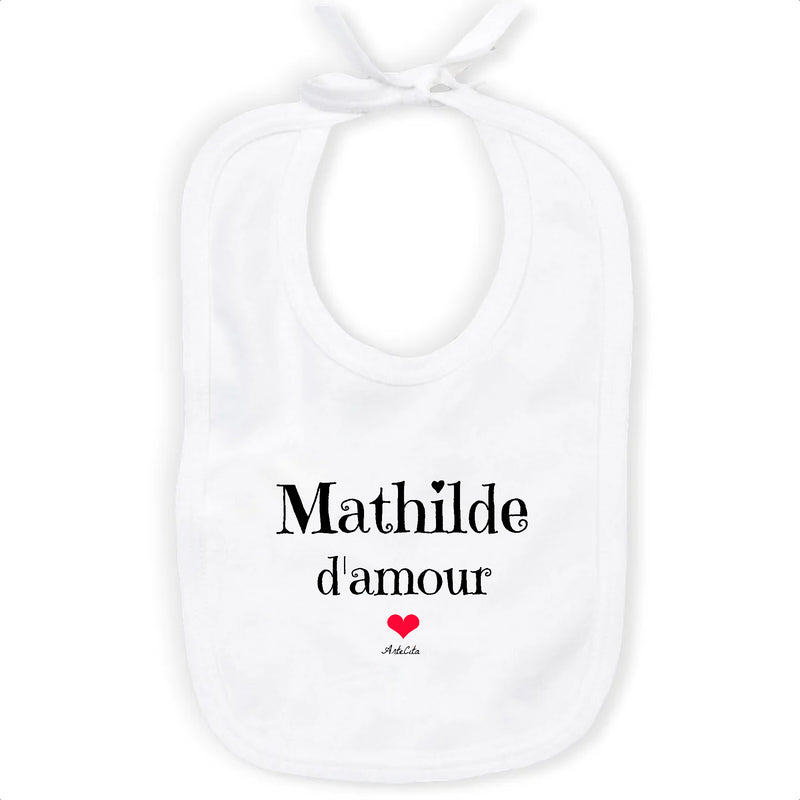 Cadeau anniversaire : Bavoir - Mathilde d'amour - Coton Bio - Cadeau Original & Tendre - Cadeau Personnalisable - Cadeaux-Positifs.com -Unique-Blanc-