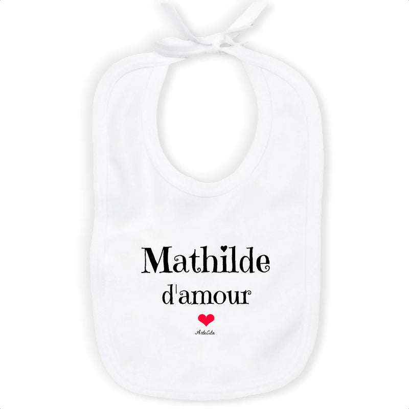 Cadeau anniversaire : Bavoir - Mathilde d'amour - Coton Bio - Cadeau Original & Tendre - Cadeau Personnalisable - Cadeaux-Positifs.com -Unique-Blanc-