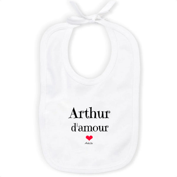 Bavoir - Arthur d'amour - Coton Bio - Cadeau Original & Tendre - Cadeau Personnalisable - Cadeaux-Positifs.com -Unique-Blanc-