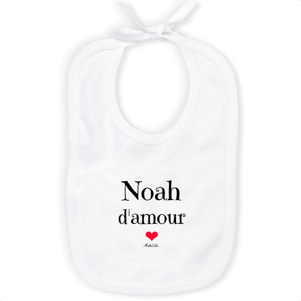 Bavoir - Noah d'amour - Coton Bio - Cadeau Original & Tendre - Cadeau Personnalisable - Cadeaux-Positifs.com -Unique-Blanc-