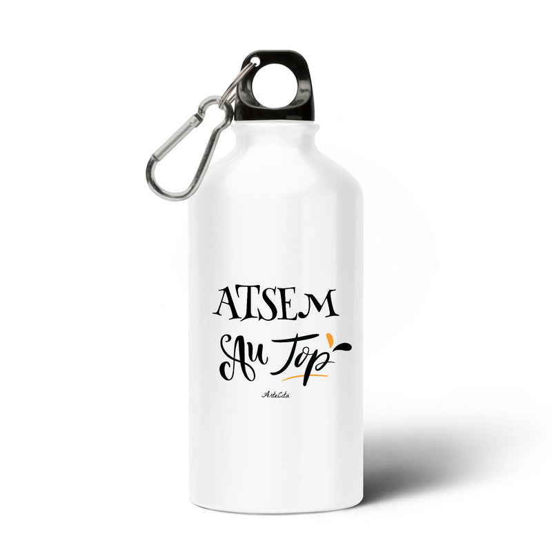 Cadeau anniversaire : Gourde - ATSEM au Top - Alu sans BPA - Cadeau Original - Cadeau Personnalisable - Cadeaux-Positifs.com -Unique-Blanc-