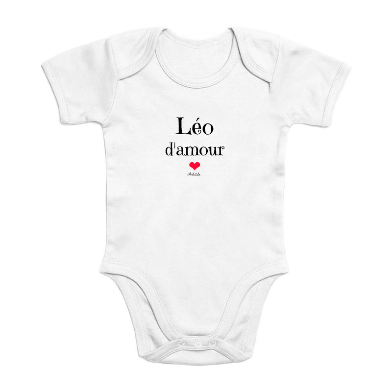 Cadeau anniversaire : Body - Léo d'amour - Coton Bio - Cadeau Original & Tendre - Cadeau Personnalisable - Cadeaux-Positifs.com -0-3 Mois-Blanc-