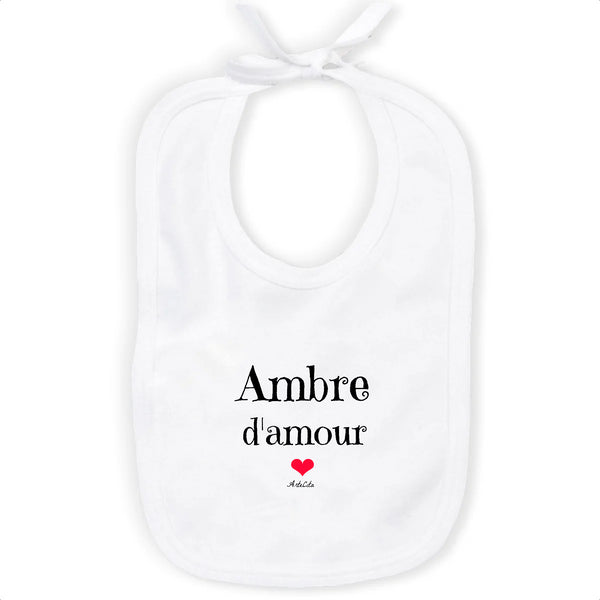 Bavoir - Ambre d'amour - Coton Bio - Cadeau Original & Tendre - Cadeau Personnalisable - Cadeaux-Positifs.com -Unique-Blanc-