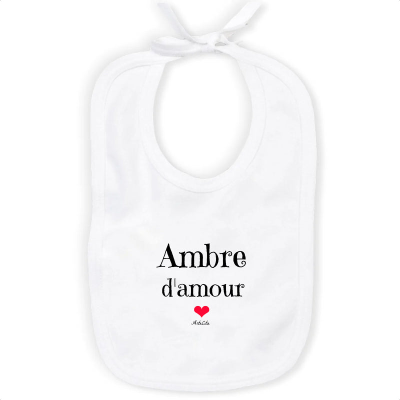 Cadeau anniversaire : Bavoir - Ambre d'amour - Coton Bio - Cadeau Original & Tendre - Cadeau Personnalisable - Cadeaux-Positifs.com -Unique-Blanc-