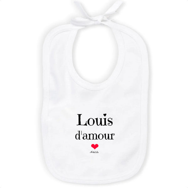 Bavoir - Louis d'amour - Coton Bio - Cadeau Original & Tendre - Cadeau Personnalisable - Cadeaux-Positifs.com -Unique-Blanc-