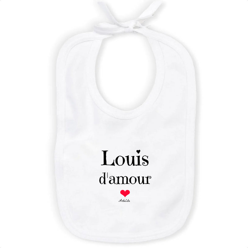 Cadeau anniversaire : Bavoir - Louis d'amour - Coton Bio - Cadeau Original & Tendre - Cadeau Personnalisable - Cadeaux-Positifs.com -Unique-Blanc-
