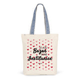 Tote Bag Premium - Le joli Bazar d'une Institutrice - 2 Coloris - Durable - Cadeau Personnalisable - Cadeaux-Positifs.com -Unique-Bleu-