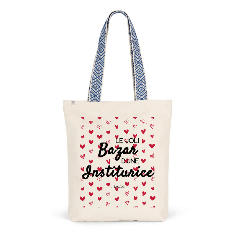 Cadeau anniversaire : Tote Bag Premium - Le joli Bazar d'une Institutrice - 2 Coloris - Durable - Cadeau Personnalisable - Cadeaux-Positifs.com -Unique-Bleu-