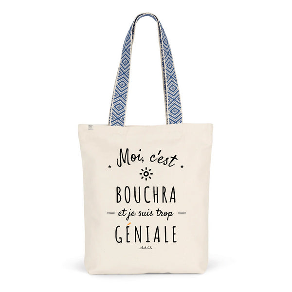 Tote Bag Premium - Bouchra est trop Géniale - 2 Coloris - Durable - Cadeau Personnalisable - Cadeaux-Positifs.com -Unique-Bleu-