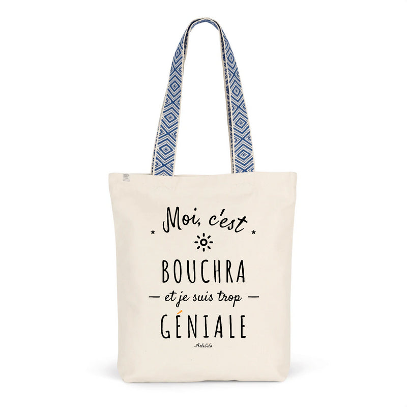 Cadeau anniversaire : Tote Bag Premium - Bouchra est trop Géniale - 2 Coloris - Durable - Cadeau Personnalisable - Cadeaux-Positifs.com -Unique-Bleu-