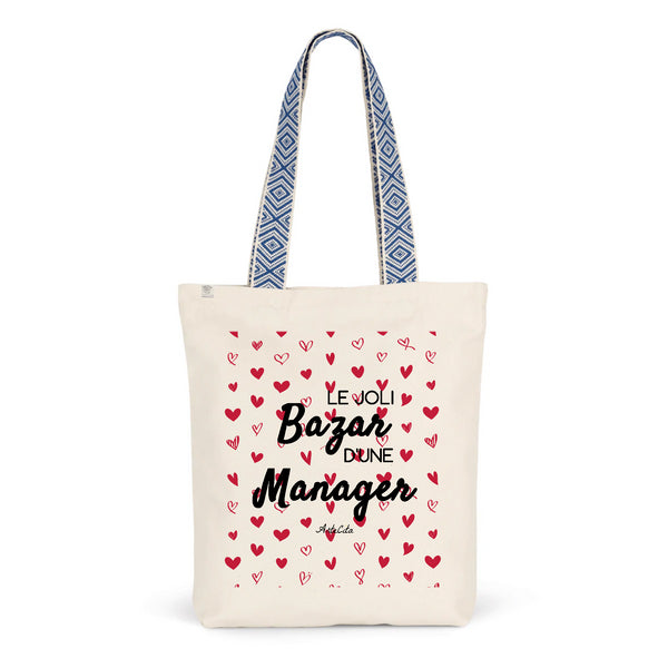 Tote Bag Premium - Le joli Bazar d'une Manager - 2 Coloris - Durable - Cadeau Personnalisable - Cadeaux-Positifs.com -Unique-Bleu-