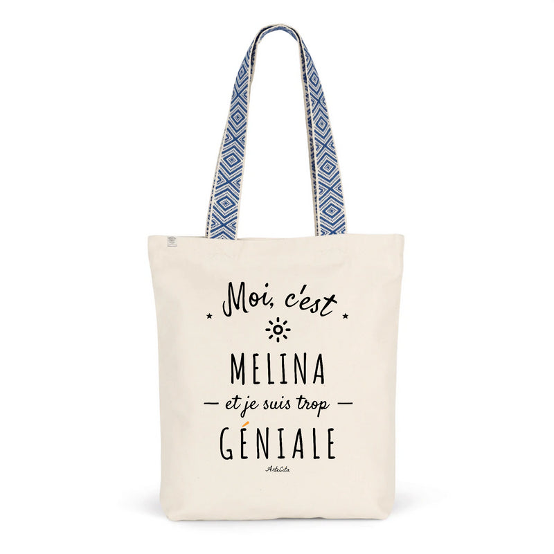 Cadeau anniversaire : Tote Bag Premium - Melina est trop Géniale - 2 Coloris - Durable - Cadeau Personnalisable - Cadeaux-Positifs.com -Unique-Bleu-