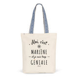 Tote Bag Premium - Marlène est trop Géniale - 2 Coloris - Durable - Cadeau Personnalisable - Cadeaux-Positifs.com -Unique-Bleu-