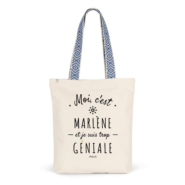 Tote Bag Premium - Marlène est trop Géniale - 2 Coloris - Durable - Cadeau Personnalisable - Cadeaux-Positifs.com -Unique-Bleu-