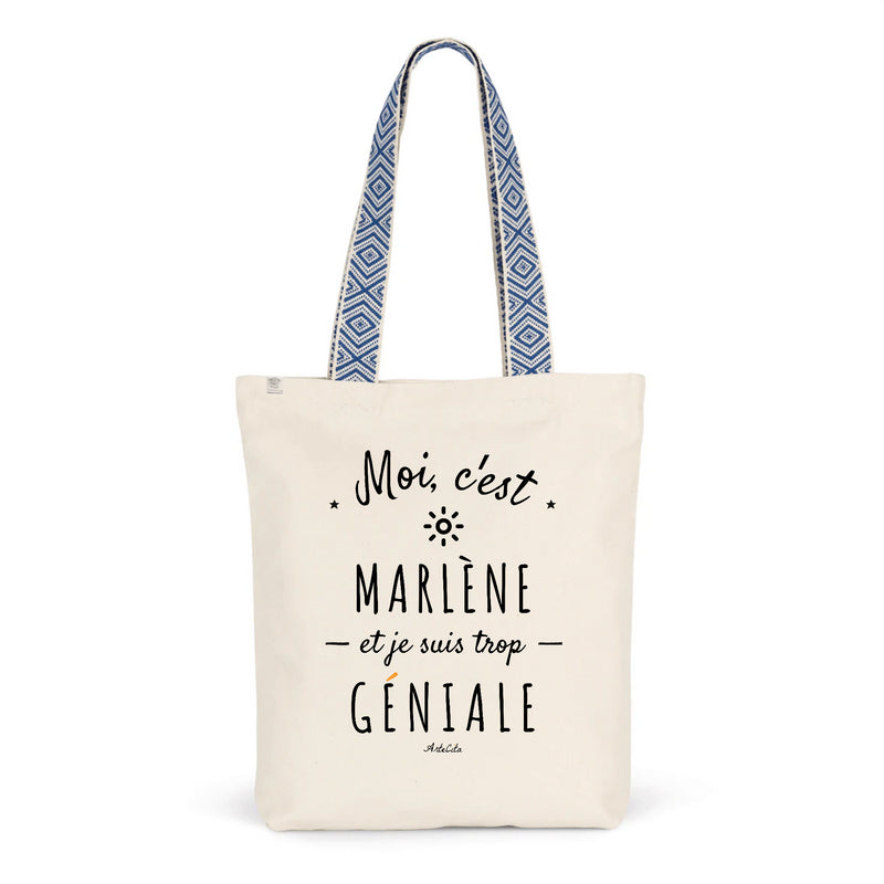 Cadeau anniversaire : Tote Bag Premium - Marlène est trop Géniale - 2 Coloris - Durable - Cadeau Personnalisable - Cadeaux-Positifs.com -Unique-Bleu-
