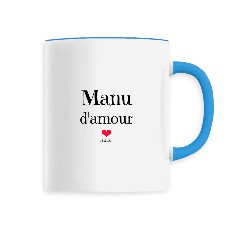 Cadeau anniversaire : Mug - Manu d'amour - 6 Coloris - Cadeau Original & Tendre - Cadeau Personnalisable - Cadeaux-Positifs.com -Unique-Bleu-