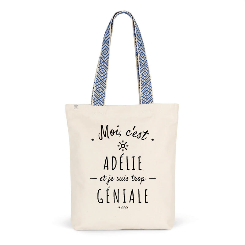 Cadeau anniversaire : Tote Bag Premium - Adélie est trop Géniale - 2 Coloris - Durable - Cadeau Personnalisable - Cadeaux-Positifs.com -Unique-Bleu-