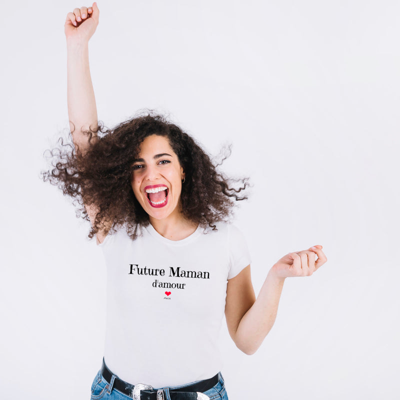 Cadeau anniversaire : T-Shirt - Future Maman d'amour - Coton Bio - 3 Coloris - Cadeau Original - Cadeau Personnalisable - Cadeaux-Positifs.com -XS-Blanc-